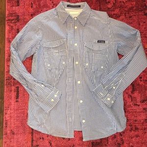 Columbia blue & white checked shirt medium